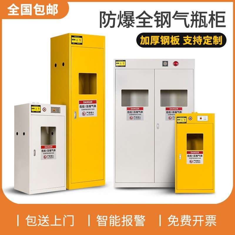 全钢气瓶柜防爆柜实验室安全柜储存柜智能加厚单瓶双瓶三瓶带报警