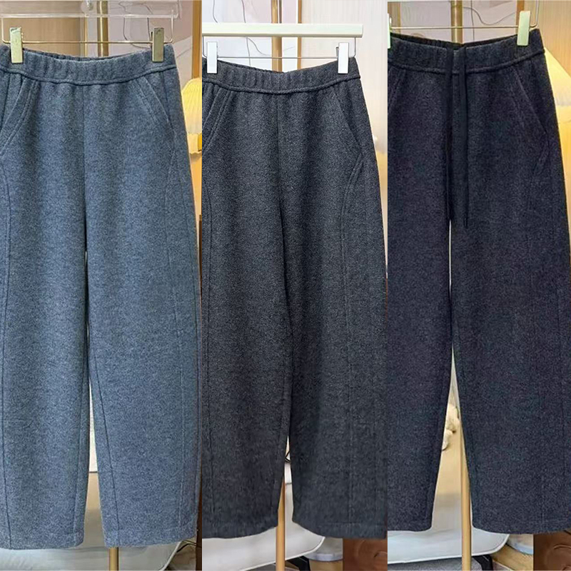 保暖羊毛阔腿裤女2025年秋冬新款宽松显瘦抽绳松紧腰休闲裤弯刀裤,女装/女士精品,休闲裤,淘宝优惠券,粉丝福利购,淘宝优惠卷