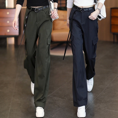 新款宽松显瘦军绿色超酷工装裤女