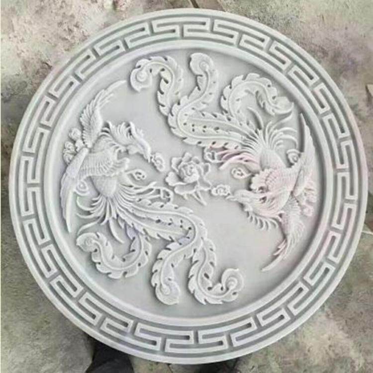 石雕浮雕天然石材雕刻大理石汉白玉酒店别墅庭院荷花鱼景观墙壁画