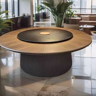 酒店电动大圆桌15人20人餐桌饭店自动转盘圆桌火锅桌电磁炉餐桌椅