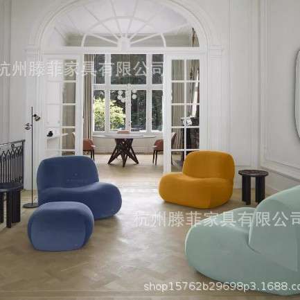 北欧简约服装店科技绒布艺沙发美式榻榻米白色懒人小户型三人沙发