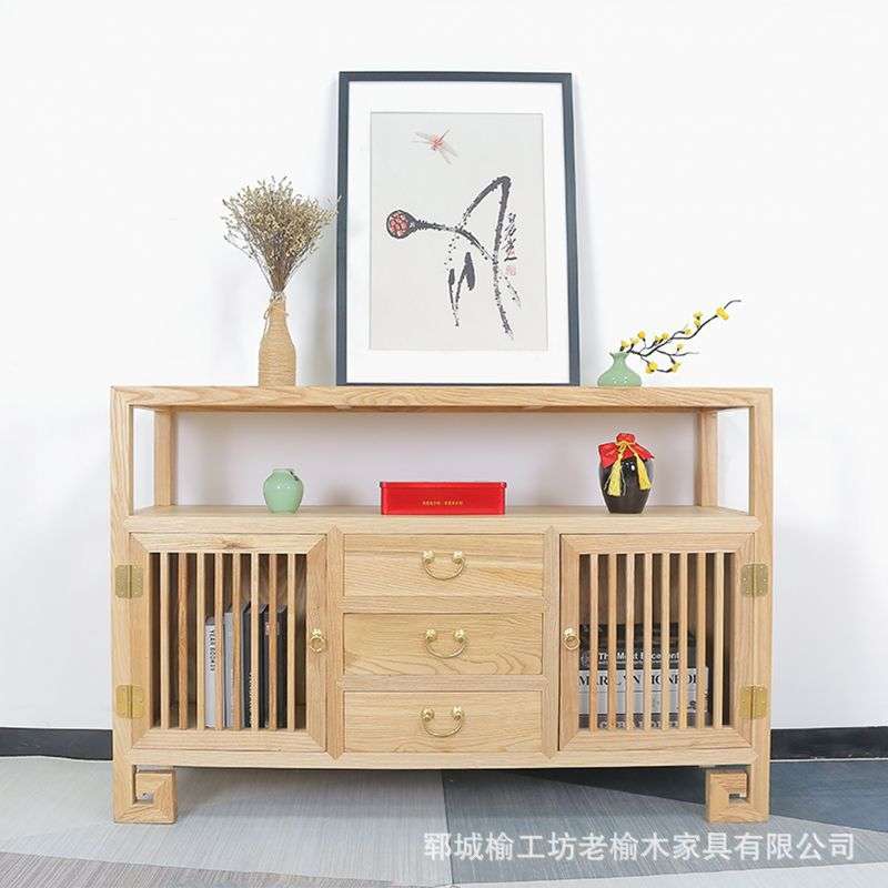 现代简约老榆木储物柜可以入户玄关柜三层抽屉柜客厅日式靠墙斗柜