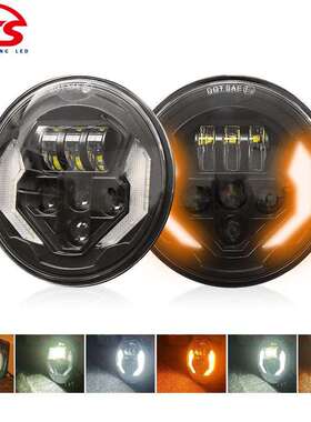 跨境7寸JK牧马人越野车改装60W前大灯LED摩托机车改装圆形头灯