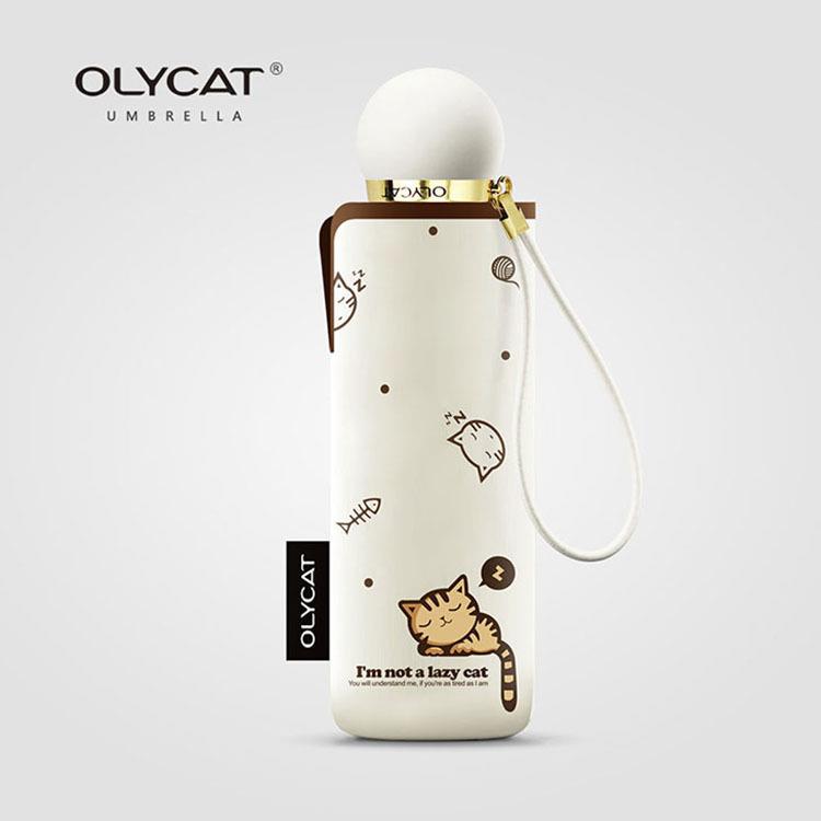 OLYCAT欧力猫清新小猫五折伞晴雨两用雨伞黑胶不透光防晒太阳伞