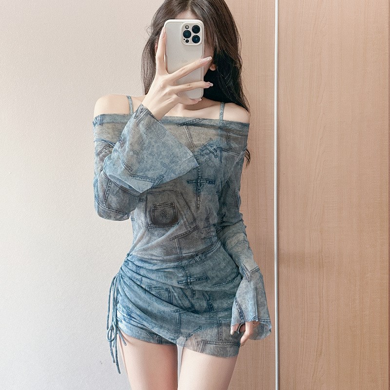 2025新款泳衣女分体三件套韩版ins性感罩衫温泉显瘦遮肚保守泳装