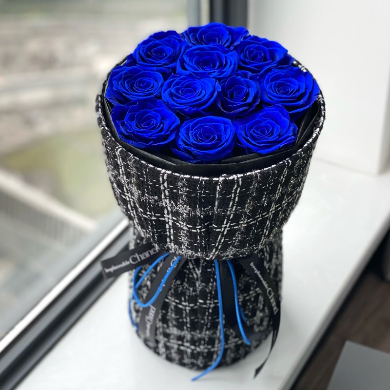 永生花真花蓝玫瑰花束蓝色妖姬生日七夕情人节礼物送男朋友女友