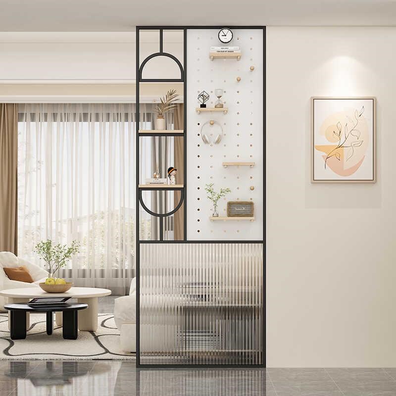 新款c!玻璃屏风隔断客厅2024新款洞洞板遮挡R实木铁艺现代简约风