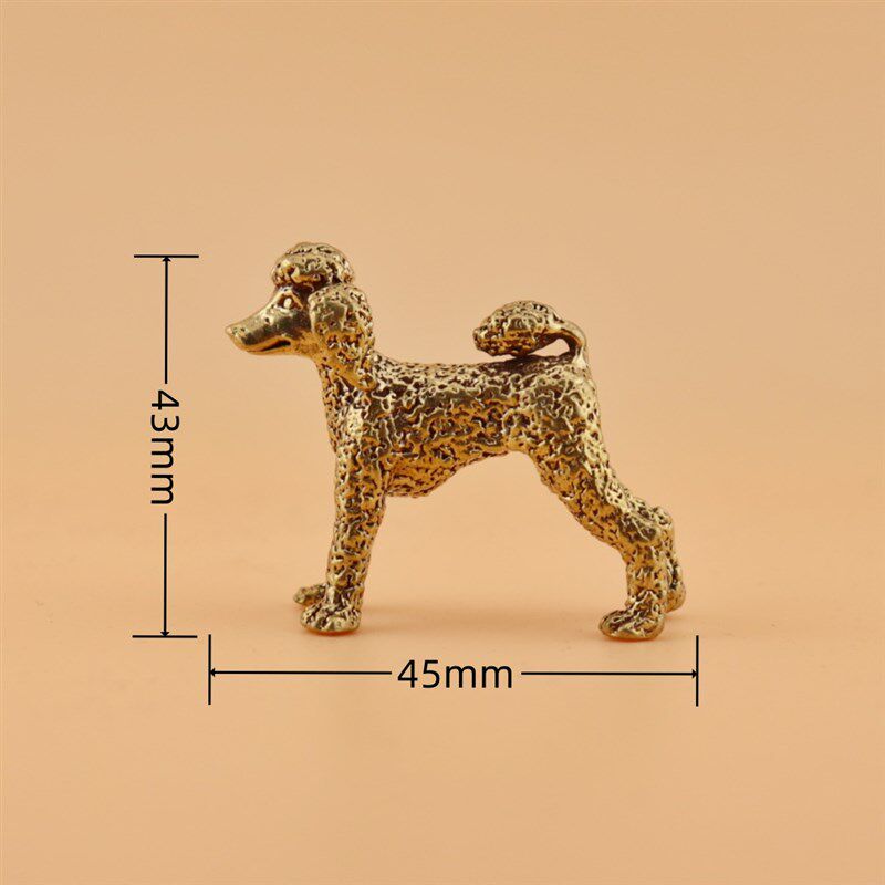 复古黄铜实心贵宾犬狗小铜器w泰迪黄铜生肖狗工艺品铜器铜摆件茶