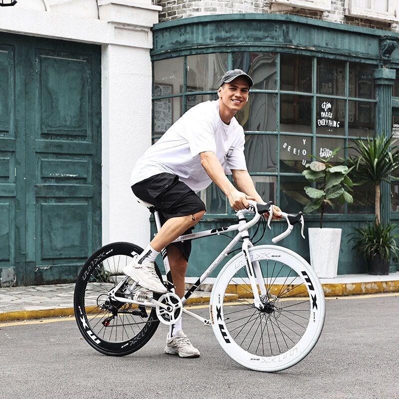 变速死飞山地自行车男女弯把单车车赛车打气胎W实心胎双碟刹