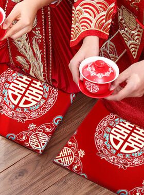 茶垫垫坐垫跪拜改新娘口跪一对坐喜结婚福头敬磕垫用品大全红色