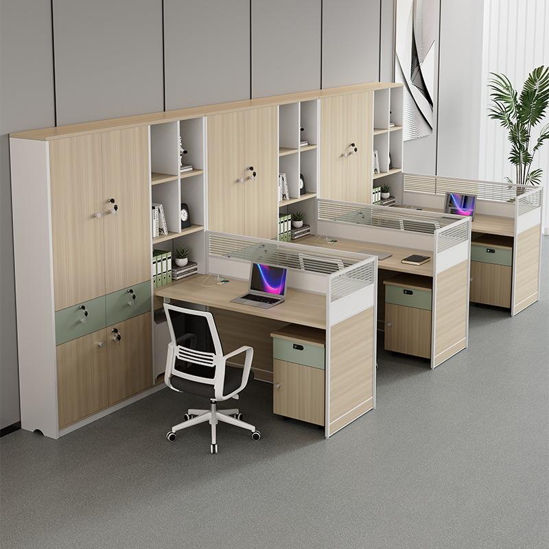 职员办公桌椅组合财务桌双人对坐办公室主管桌带高柜会计办公桌子