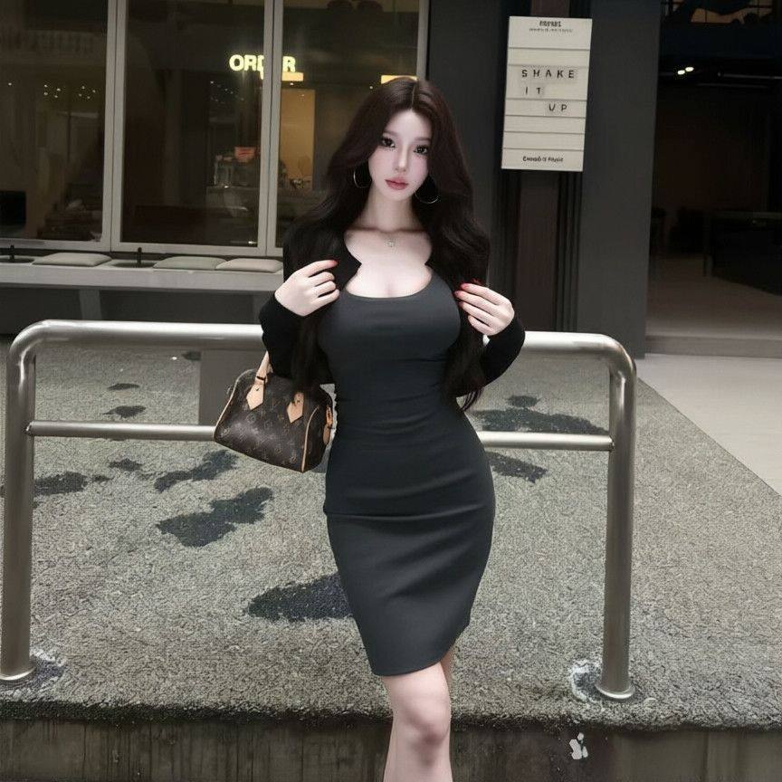 AWMUMU 灰色高腰半身裙女御姐高智风修身弹力西装包臀短裙a字裙子