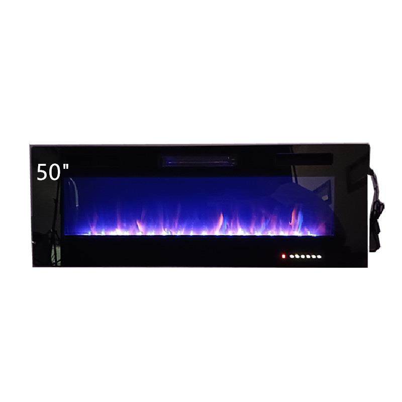 50寸超薄嵌入电壁炉实景壁挂LED火焰取暖定时遥控仿真火焰壁挂式