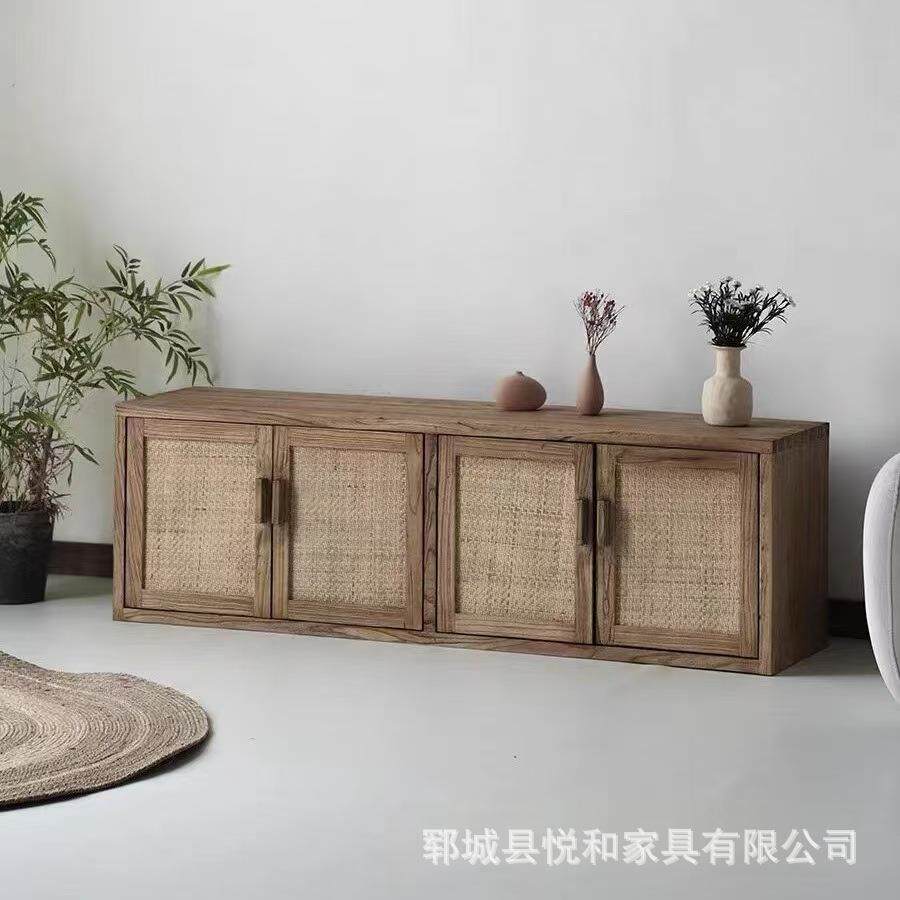 新款老榆木储物柜阳台地柜榻榻米炕柜卧室飘窗柜书柜民宿餐边柜