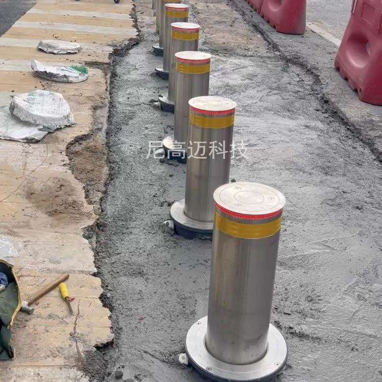 幼儿园门口柱状全自动升降路桩液压成品车挡广州天河增城学校路障