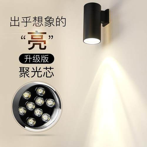 LED12W防水户外壁灯双头单头圆形外墙上下射灯庭院室外柱子围墙灯