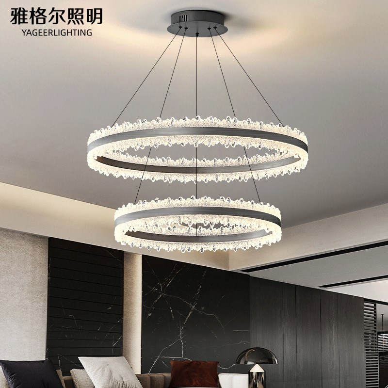 意式轻奢客厅灯i2025新款高级感圆环冰山餐厅房间别墅大厅主灯