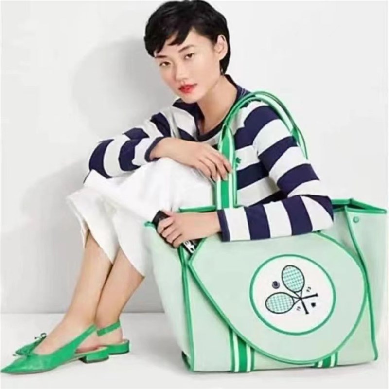 2025年新款羽毛球包洋气绿色拼色网球包运动托特包提包挎包
