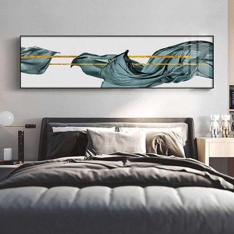 轻奢抽象艺术金箔装饰画现代简约长横幅酒店客厅挂画卧室床头壁画