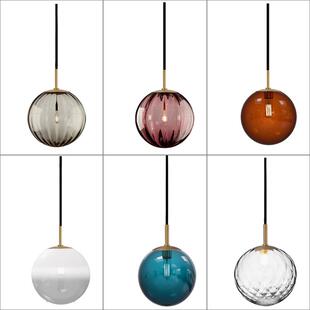北欧客厅餐厅灯具现代简约全铜蓝色五彩小吊灯卧室床头吧台过道灯