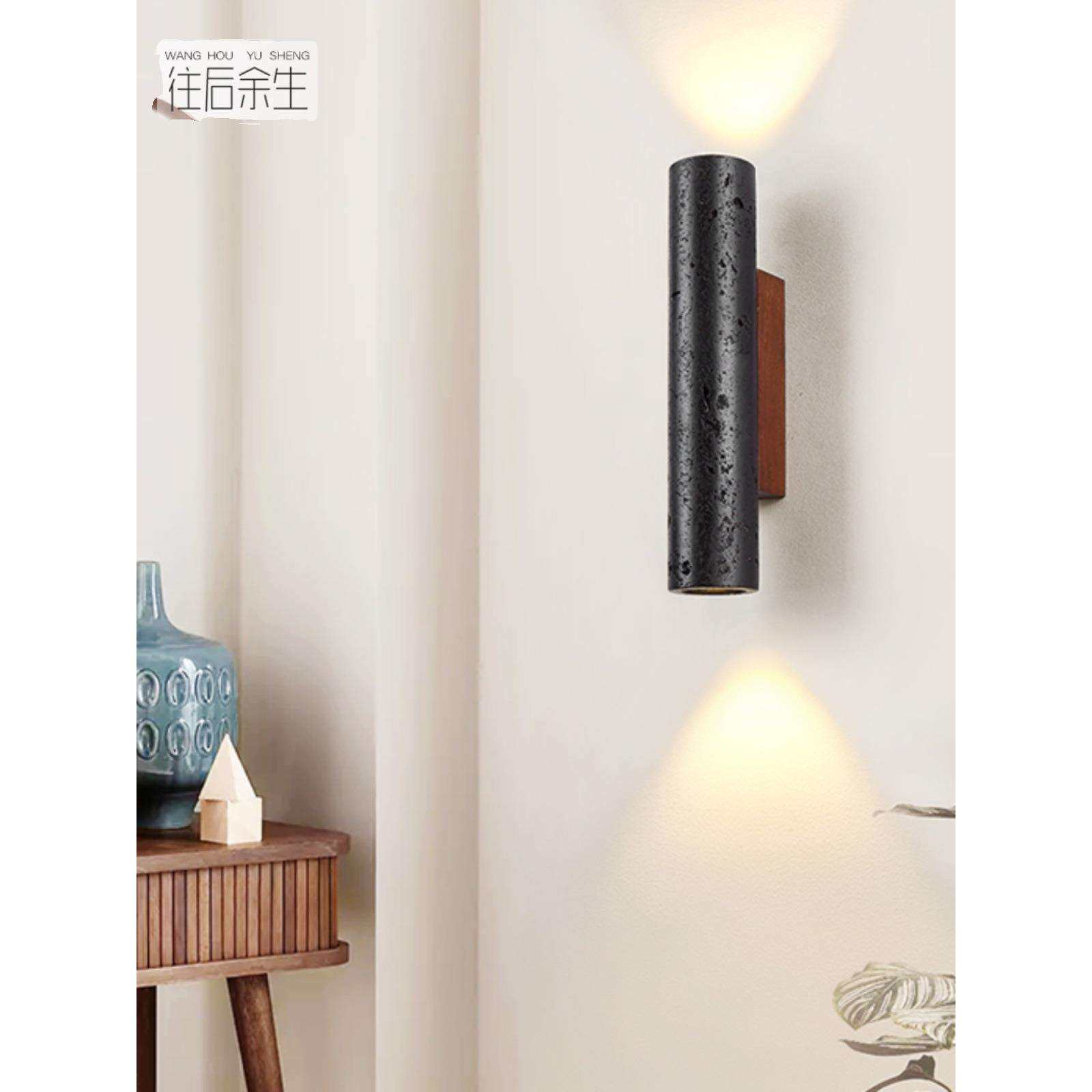 极简卧室床头壁灯黑洞石现代简约黑色创意客厅餐厅楼梯灯具