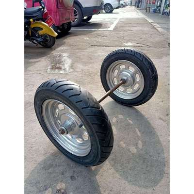 工地手推车老虎车车轮子3.00-10轮胎小推车充气轮子带轴杆一整套