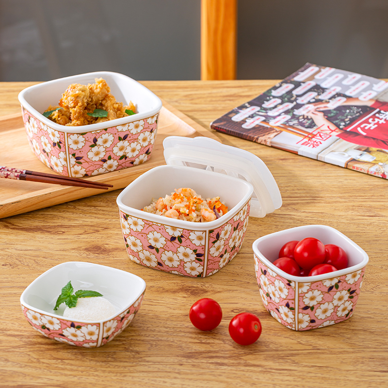 千代源花锦粉流白樱陶瓷保鲜碗