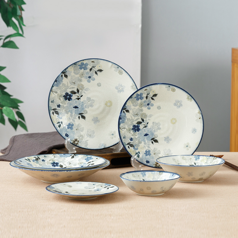 千代源日本进口悠游花釉下彩餐盘