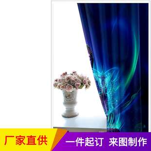 3D数码印花炫光古佛窗帘高遮光隔热黑丝窗帘源头厂家一件起订
