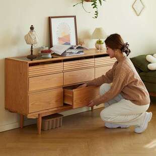 北欧储物柜九斗柜主卧实木客厅斗柜卧室收纳柜床尾柜储物边柜家用