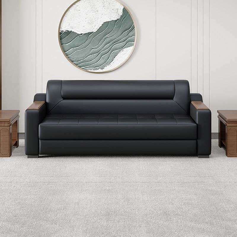 办公室沙发简约现代商务会客接待休闲三人位茶几组合套装皮艺