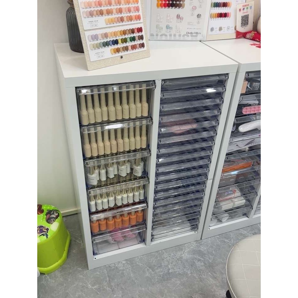 美甲店甲油胶高透明抽屉柜饰品盒收纳柜烘焙收纳柜A4文件柜资料柜