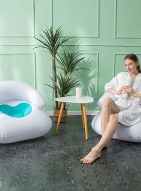懒人绒pvc躺椅植新款沙发休闲跨境椅清新单人充气靠背爱心带沙发