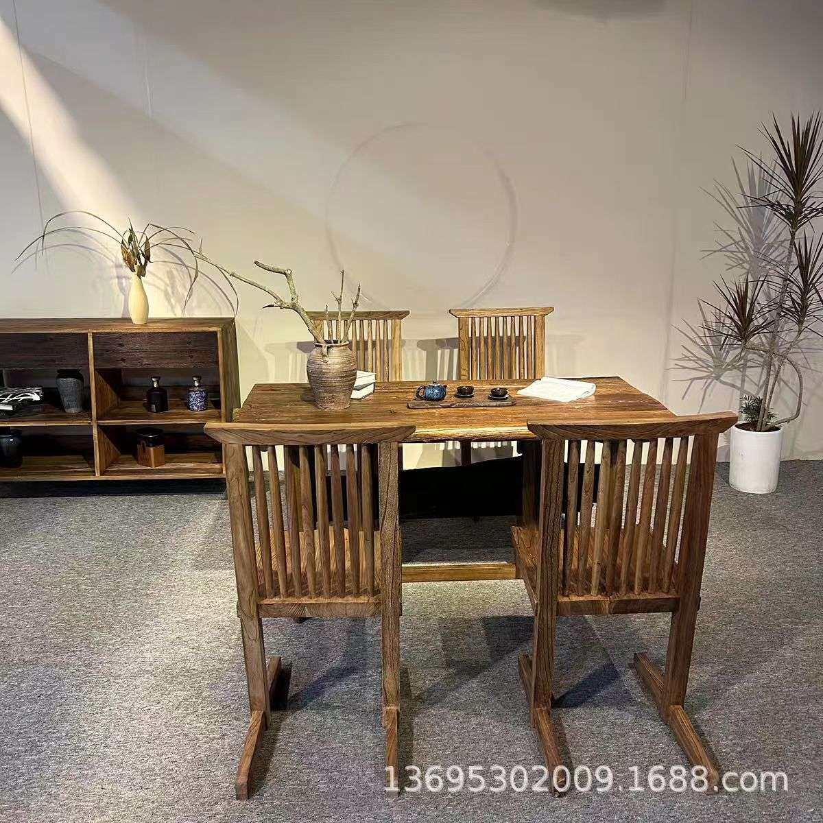 老榆木门板茶桌茶台条案旧门旧木头实木复古怀旧风化木板原木茶桌