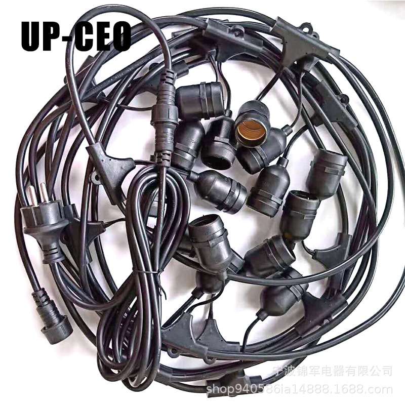 厂家供应庭院灯串线E26 灯串线E27灯头灯窜防水线/灯头电源线