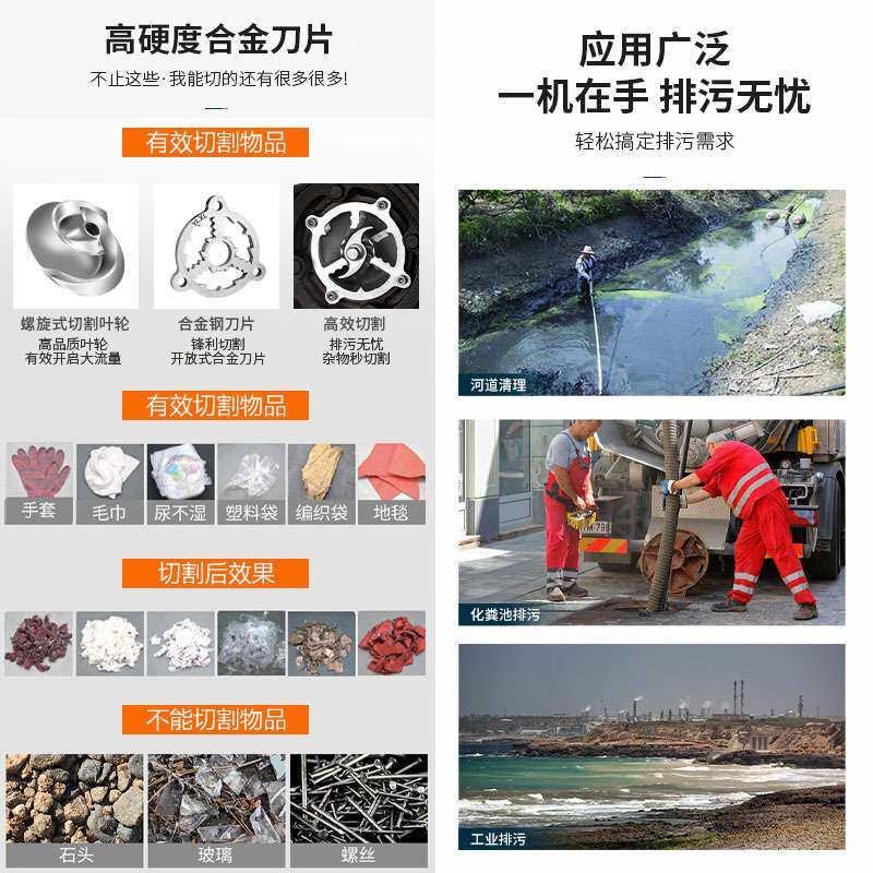 切割式排污泵WQK化粪池切割泵WQAS粉碎污水泵养殖场专用污水泵