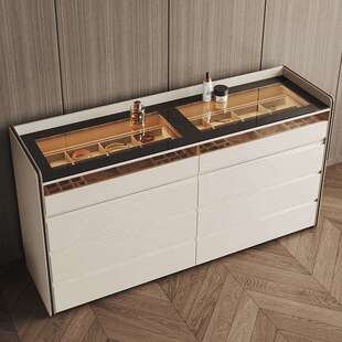 轻奢五斗柜卧室收纳柜简约现代梳妆台一体床尾首饰储物展示柜岛台