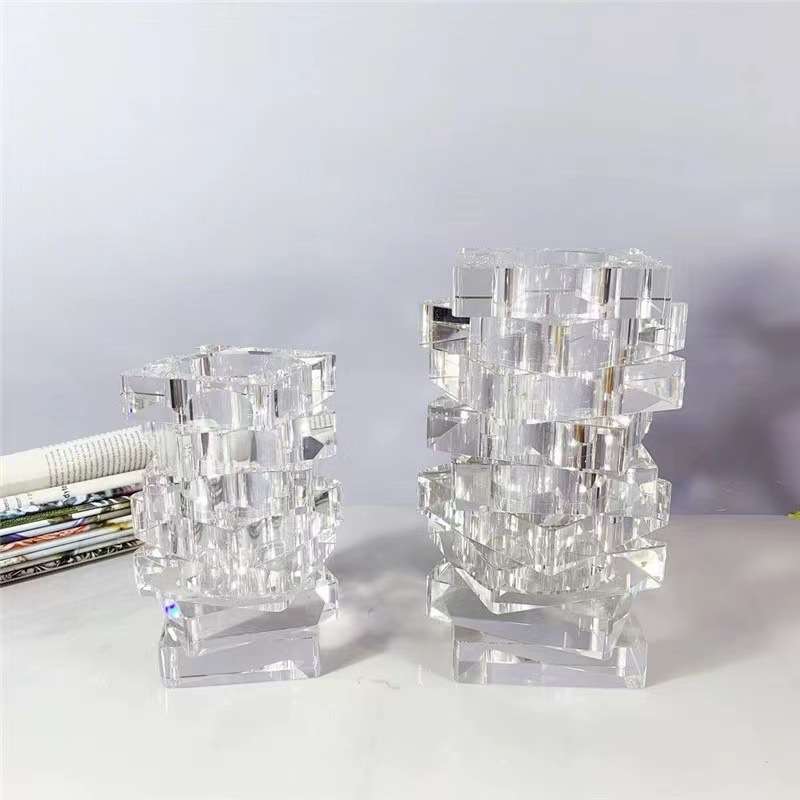 现代轻奢极简风格水晶开口摆件家具展厅样板房间售楼部软装饰品