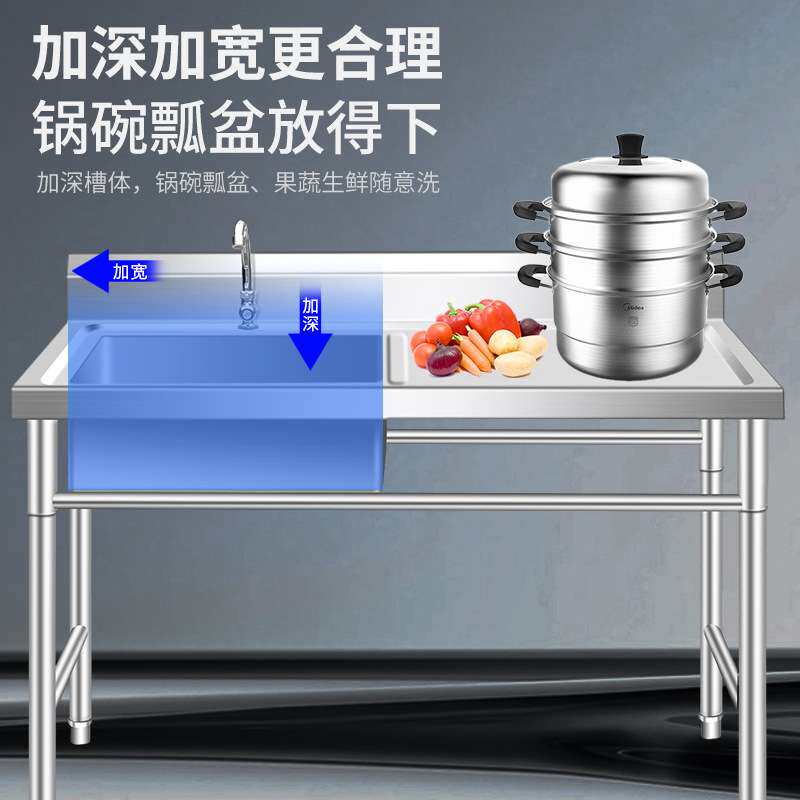 代发不锈钢水槽商用单双三槽洗手池厨房洗菜水池加厚饭店消毒水池图片