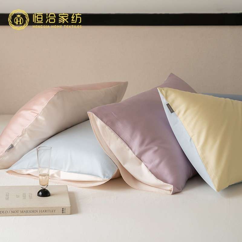 四季款超柔莱赛尔棉单独枕套一对装北欧风纯色单人枕头套单品蓝粉