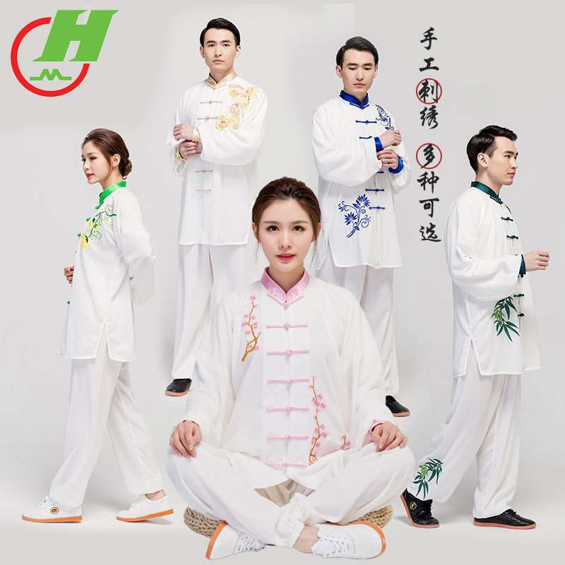 红棉太极服夏季嘉嘉棉男绣花武术练功服太极拳中国风刺绣太极服女