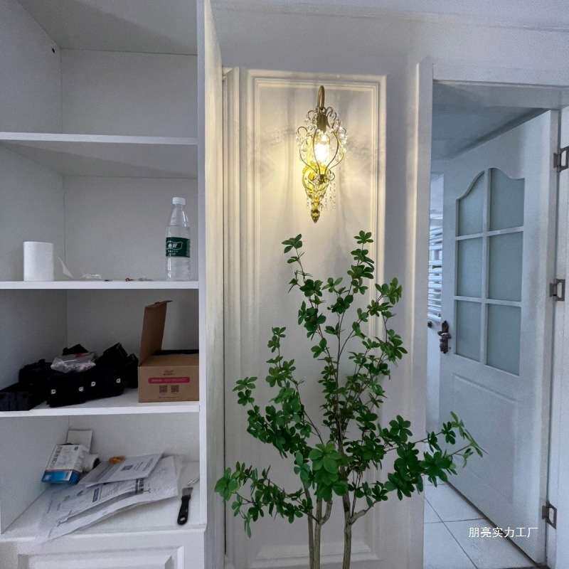 法式水晶壁灯客厅床头镜前灯现代走廊过道灯卧室创意欧式美式灯