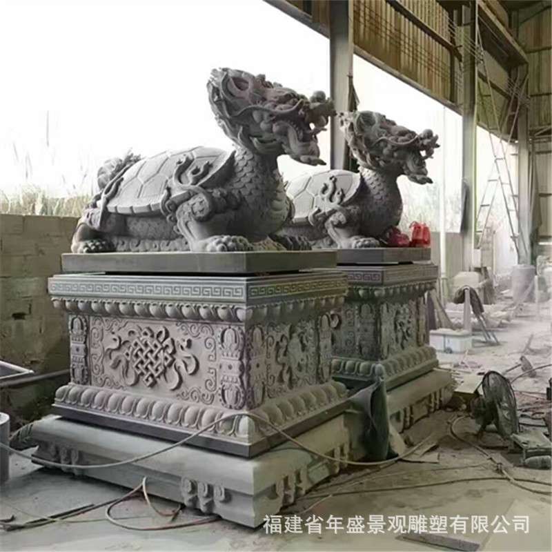 石材雕刻乌龟 庭院景观雕塑龙头龟摆件 动物雕塑