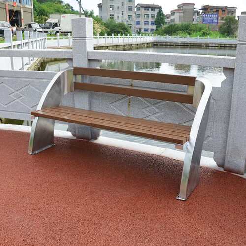 公园户外长椅不锈钢实木塑木靠背室外座椅长凳子小区广场等候椅定