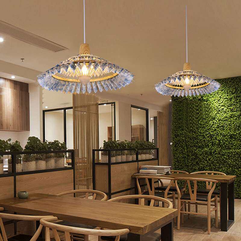 竹艺餐厅灯火锅店雨伞灯日式伞形禅意茶室灯创意现代中式竹编吊灯