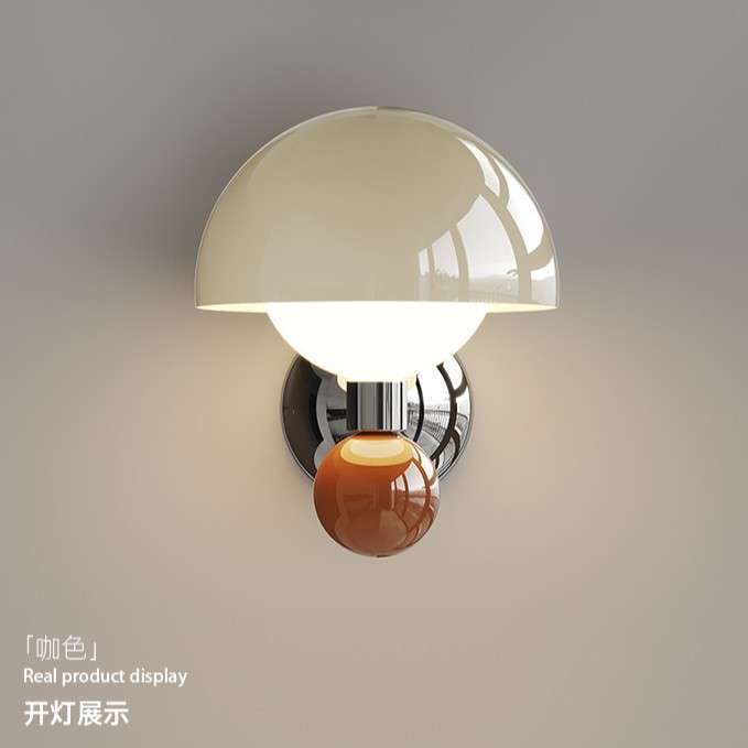 奶油风蘑菇壁灯卧室床头LED简约客厅灯儿童房护眼智能控制可调光
