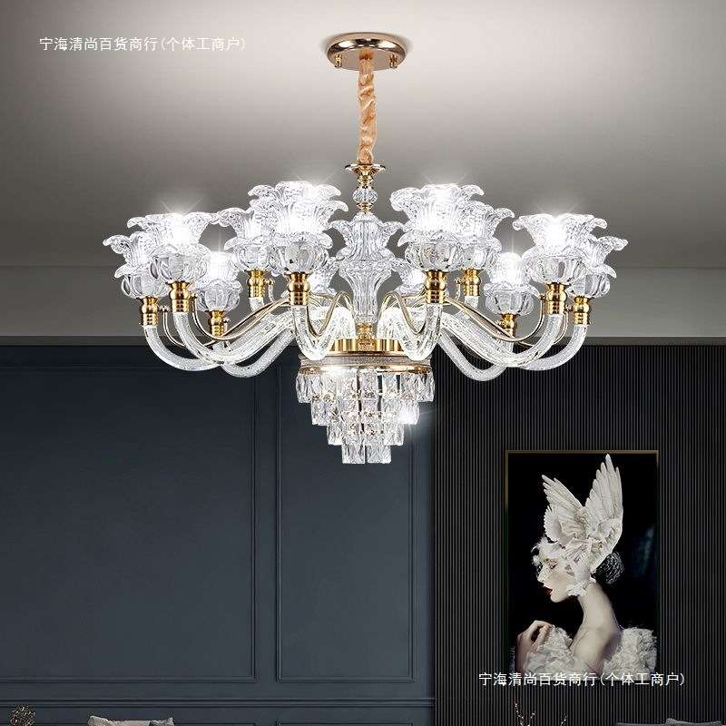 欧式水晶吊灯客厅灯豪华大气高档餐厅灯臂发光简约现代时尚灯具