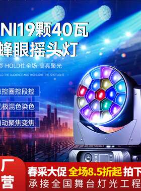 Mini19颗40瓦大蜂眼摇头灯光束灯婚庆酒吧舞台灯光四合一染色灯