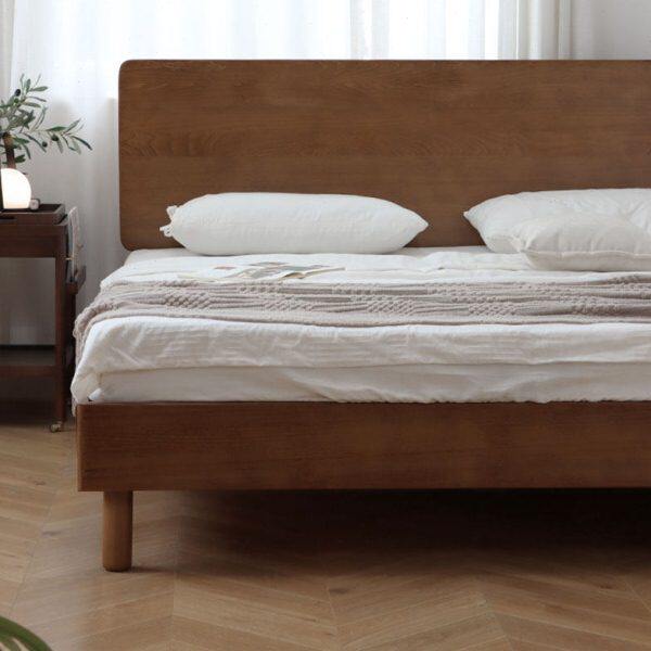 悬浮双人床安卧室榻榻米1.5胡1.8米桃复古主卧床全实木大气床在野